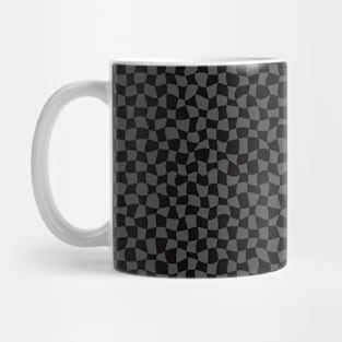 Warped Checkerboard, Black and Grey Mug